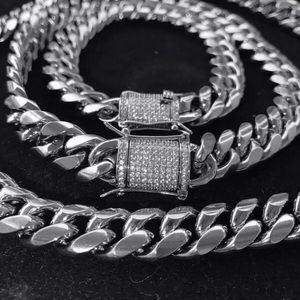 Mens Cuban White Gold X3 Plated Cuban Chain
